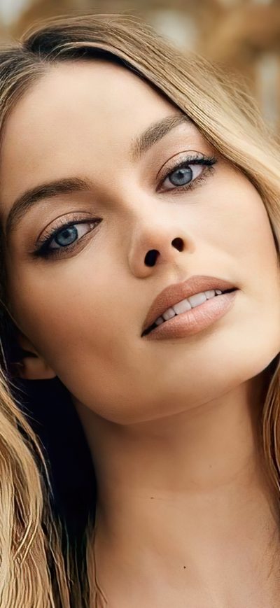 Fond d'écran iPhone Margot Robbie Black Dress Blonde Hairs 4k