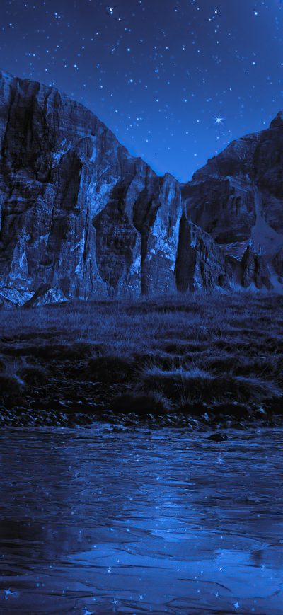 Fond d'écran iPhone Night Beach Moon Stars Landscape Mountains