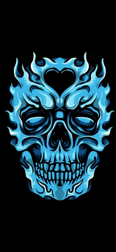 Fond d'écran iPhone Frozen Glowing Skull Minimal 4k