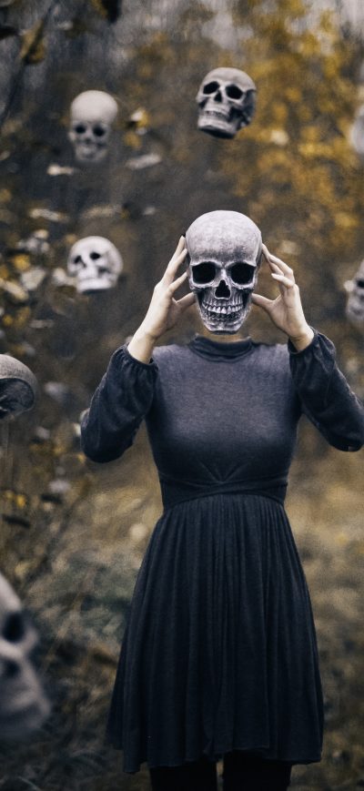 Fond d'écran iPhone Skull Spooky Girl 5k