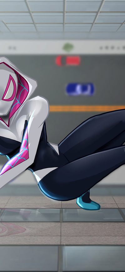 Fond d'écran iPhone Spider Gwen In City Buliding