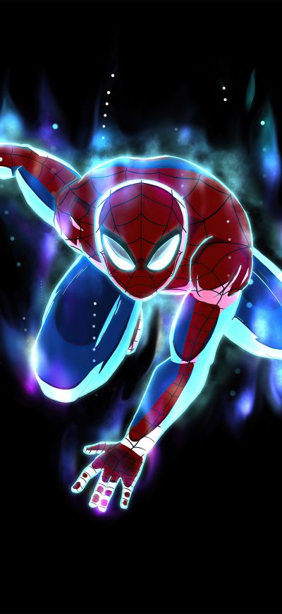 Fond d'écran iPhone Spiderman Blue Waves 4k