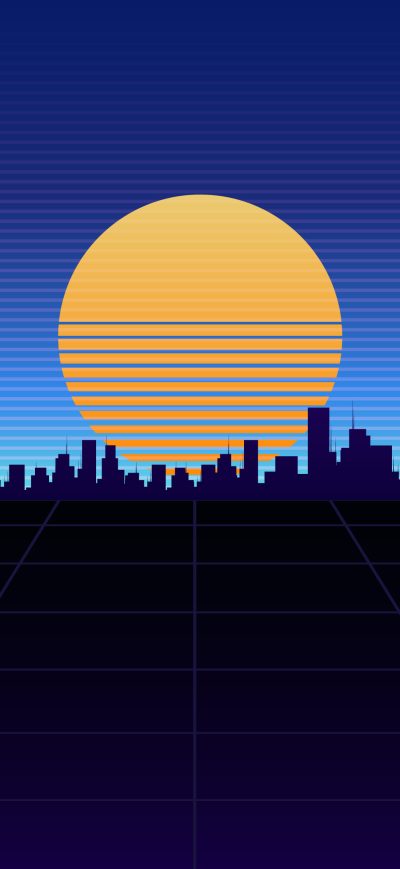 Fond d'écran iPhone City View Synthwave 4k
