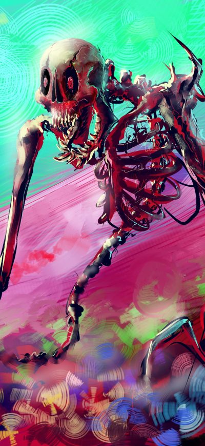 Fond d'écran iPhone Skelton Skull Colorful Digital Art