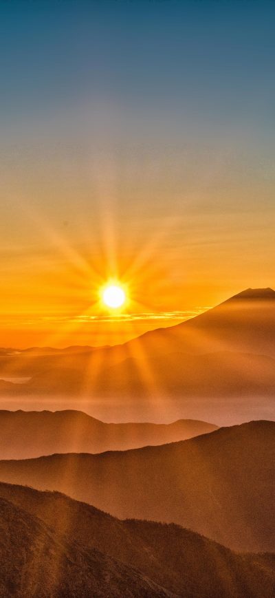 Fond d'écran iPhone Mount Fuji Morning Sun Rising 8k