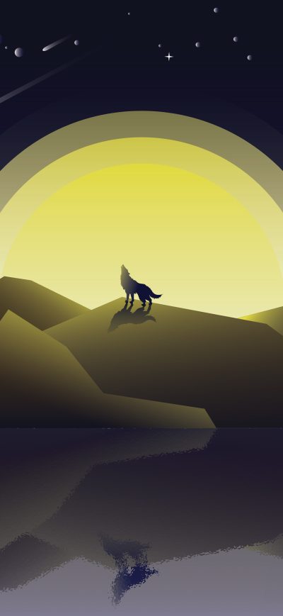 Fond d'écran iPhone Wolf Howling Minimalist