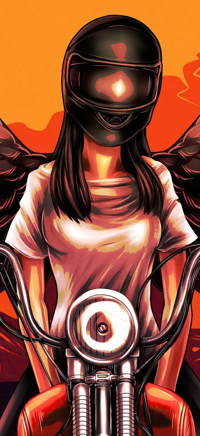 Fond d'écran iPhone Devil Biker Angel Girl 4k