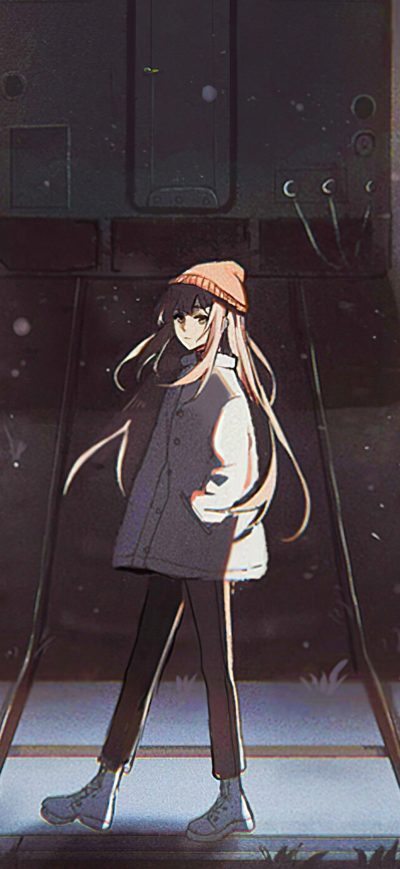 Fond d'écran iPhone Anime Girl Passing Railway Track 4k