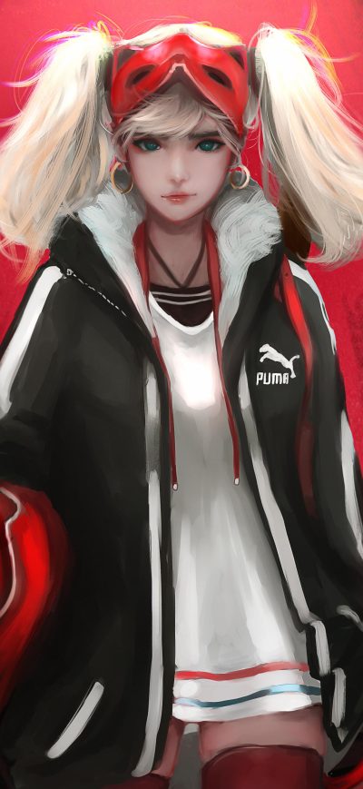 Fond d'écran iPhone Ann Takamaki Biker Girl Anime 5k