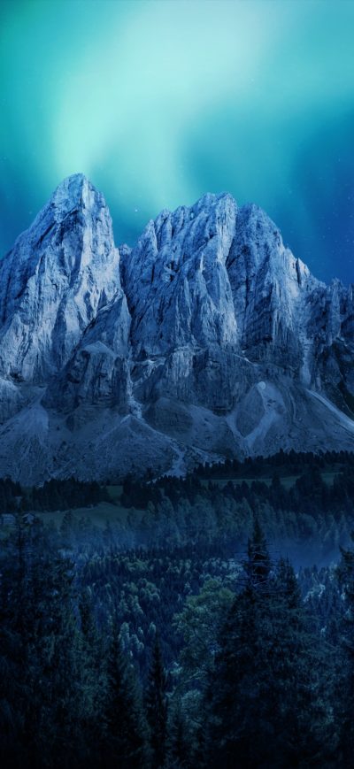 Fond d'écran iPhone Mountain Aurora Moon Night Northern Lights 4k