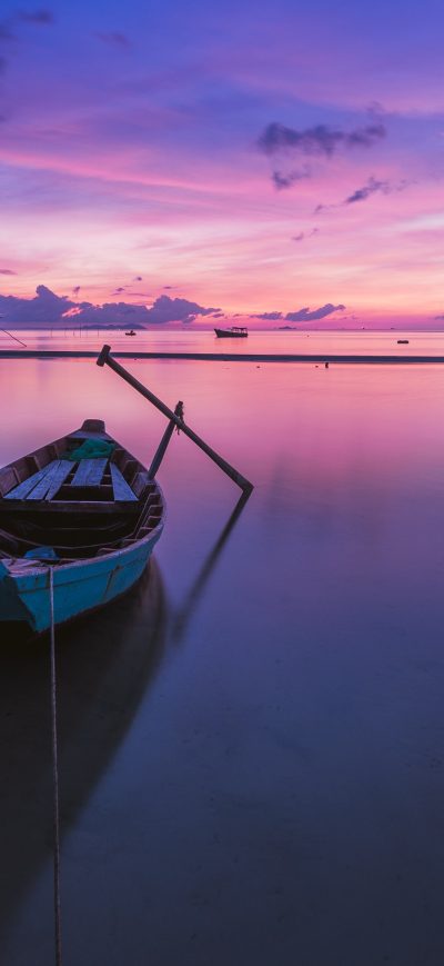 Fond d'écran iPhone Sunrise Phu Quoc Island Boat Ocean