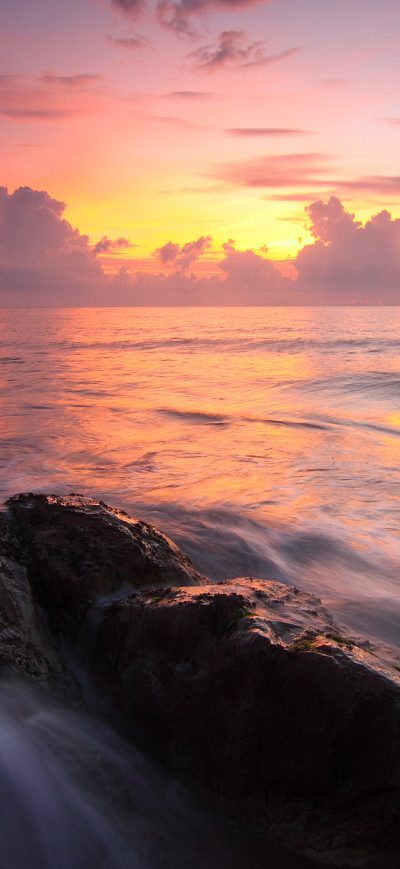 Fond d'écran iPhone Seascape Sunset Water Rocks Ocean