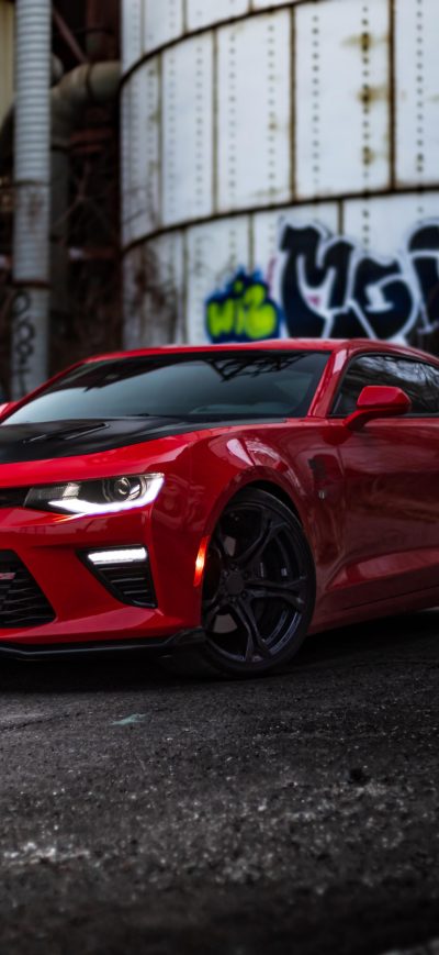 Fond d'écran iPhone Red Chevrolet Camaro 8k
