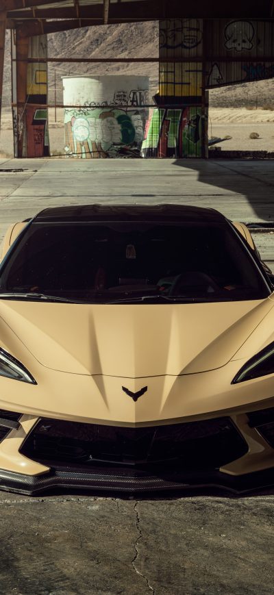 Fond d'écran iPhone 2023 Corvette C8 Sand Vossen Gabes 8k
