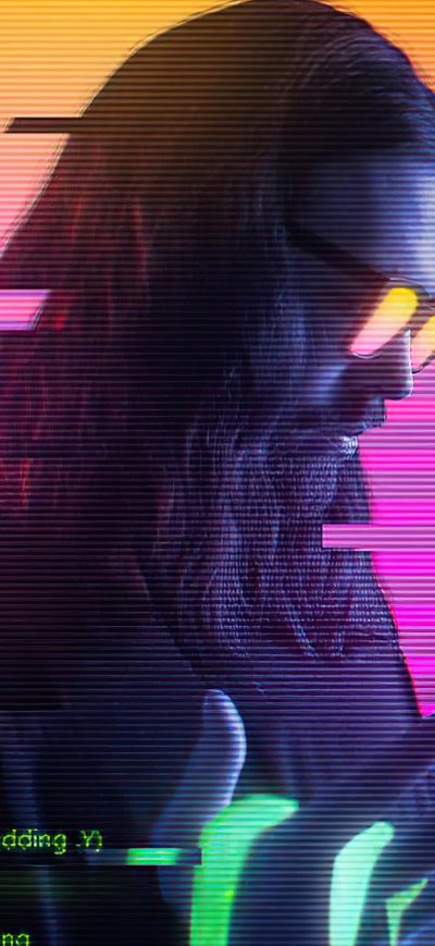 Fond d'écran iPhone Cyber Guy Retrowave 5k