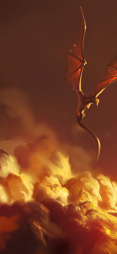 Fond d'écran iPhone Dragon Clouds Fire Storm 4k