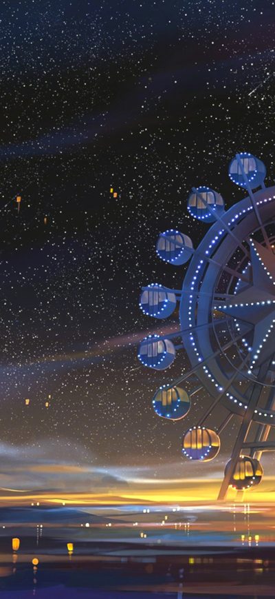 Fond d'écran iPhone Ferris Wheel Minimal Art 4k