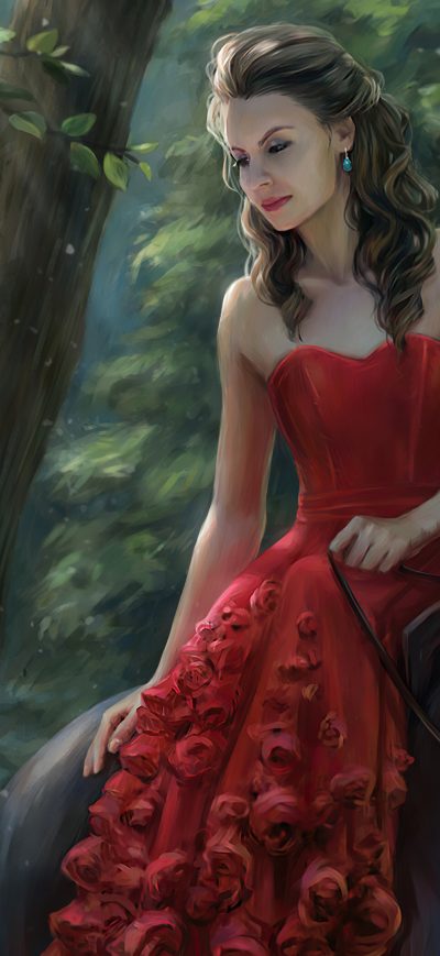 Fond d'écran iPhone Red Dress Ancient Girl On Horse 4k