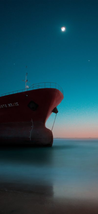 Fond d'écran iPhone Ship Sea Night Sunset Lake Reflection Water