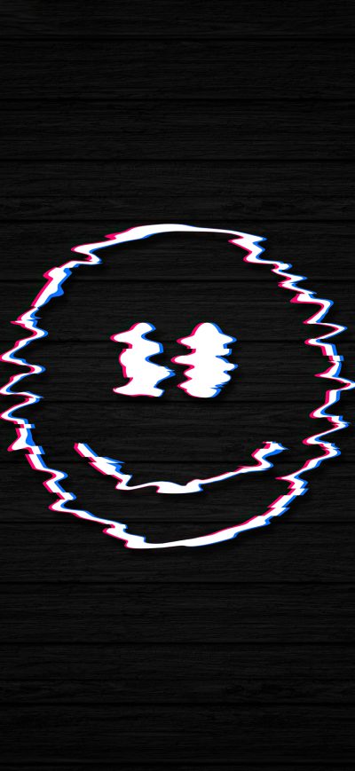 Fond d'écran iPhone Smiley Glitch Dark Black 4k