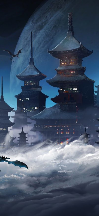 Fond d'écran iPhone Dragon Temple 4k