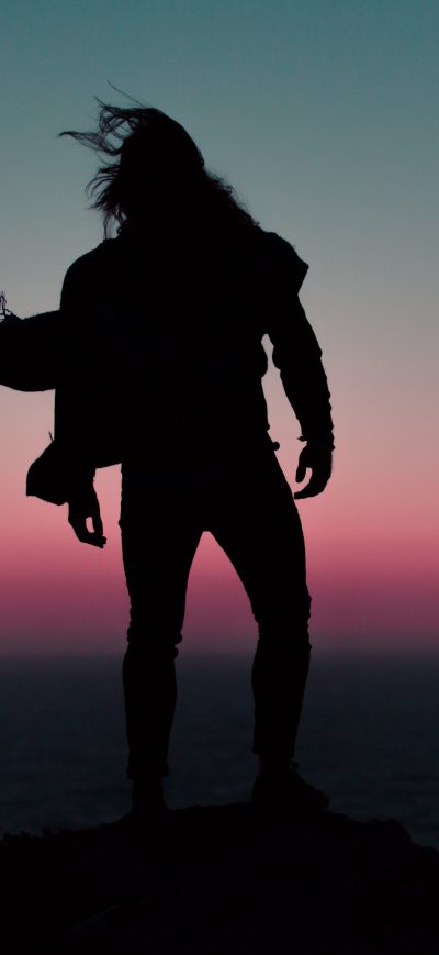Fond d'écran iPhone Long Hair Man Silhouette 5k