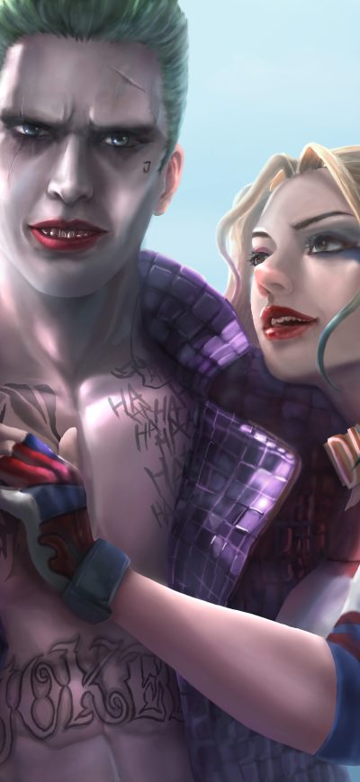 Fond d'écran iPhone Joker And Harley Quinn 8K Artwork