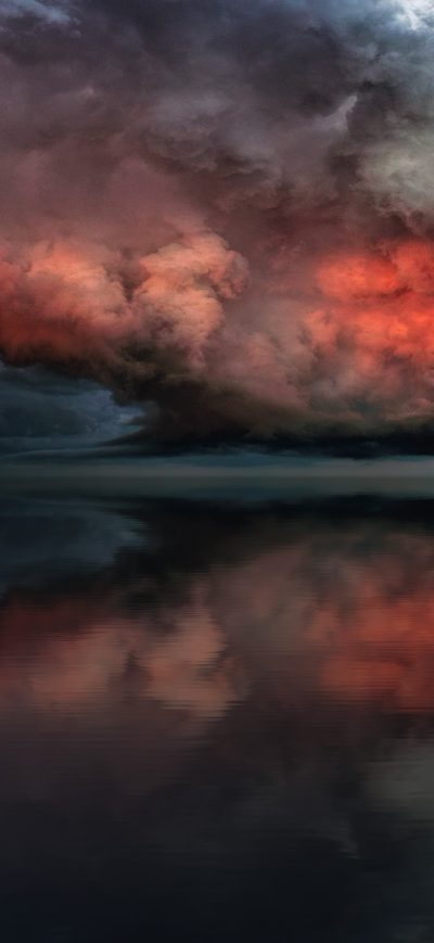 Fond d'écran iPhone Storm Red Clouds Touching Ocean