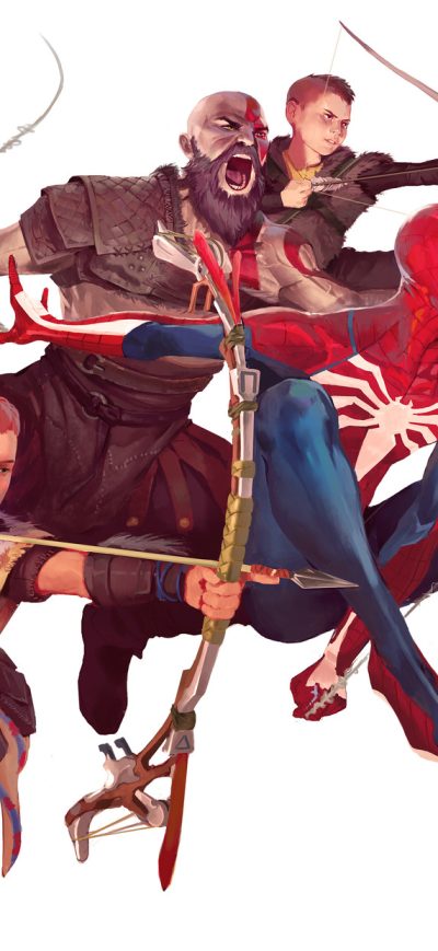 Fond d'écran iPhone Spiderman And God Of War Characters Art