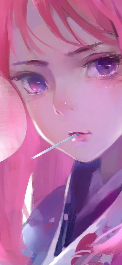Fond d'écran iPhone Cute Anime Girl Pink Art 4k