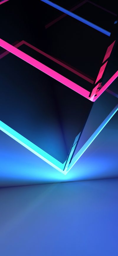 Fond d'écran iPhone Neon Cube Abstract Shapes 4k