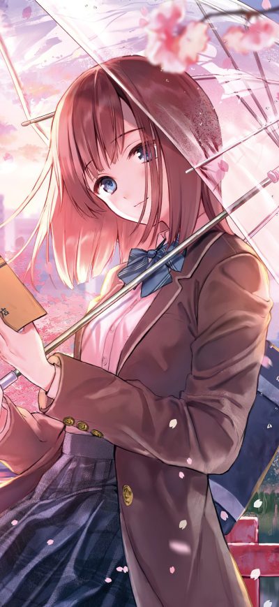Fond d'écran iPhone Anime Girl Cherry Blossom Season 5k