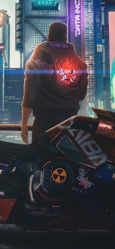 Fond d'écran iPhone Cyberpunk 2077 Samurai Jacket