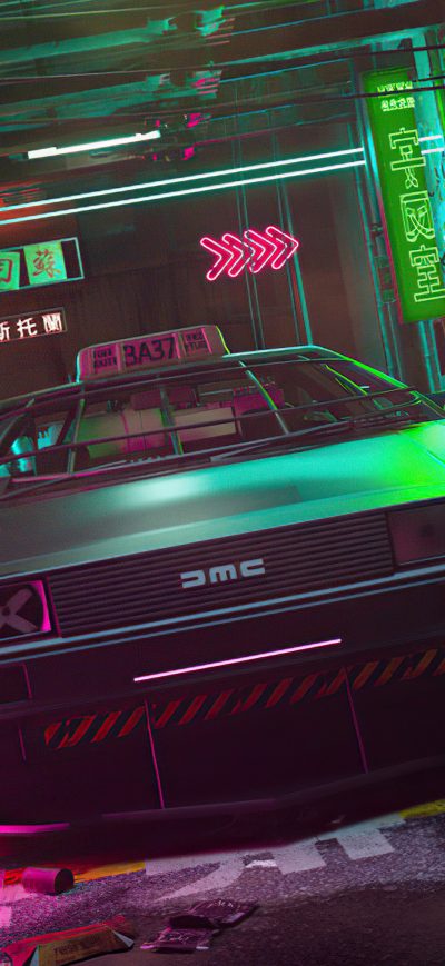 Fond d'écran iPhone Cyber DeLorean 4k