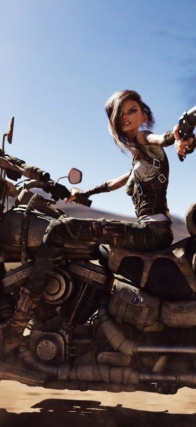 Fond d'écran iPhone Mad Max Biker Anime Girl