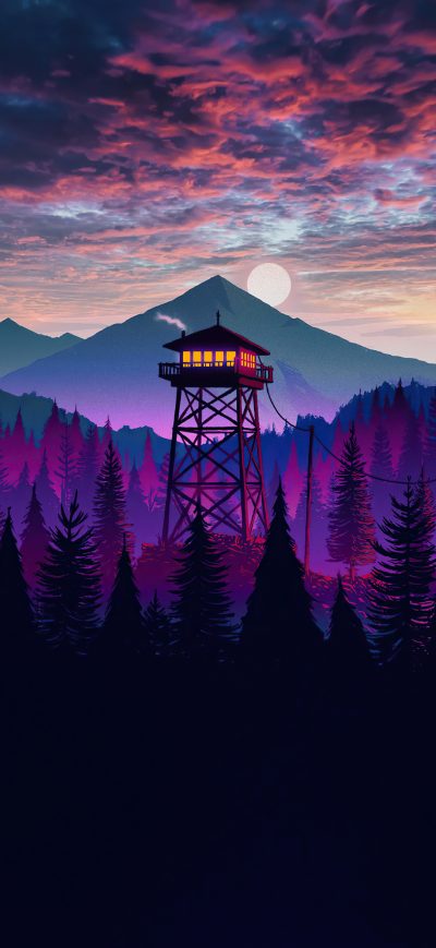 Fond d'écran iPhone Firewatch Landscape Purple Sky