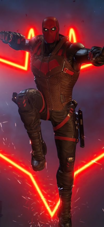 Fond d'écran iPhone Red Hood Gotham Knights Logo 4k