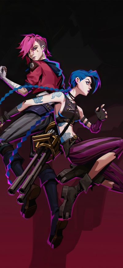 Fond d'écran iPhone Jinx And Vi League Of Legends Minimal 4k