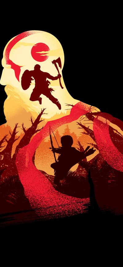Fond d'écran iPhone Kratos In God Of War 4K Minimalism