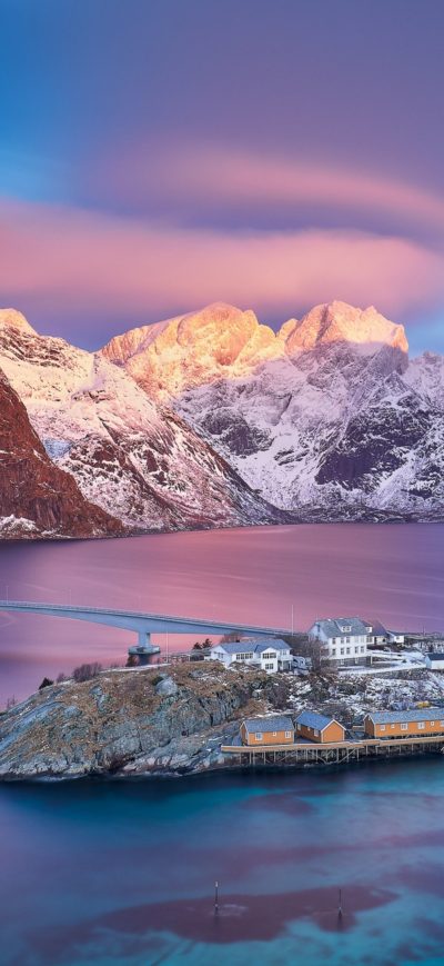 Fond d'écran iPhone Norway Mountains Island Bridges Sunrises 4k