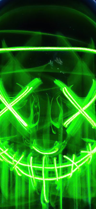 Fond d'écran iPhone Neon Green Mask Triangle Guy 4k