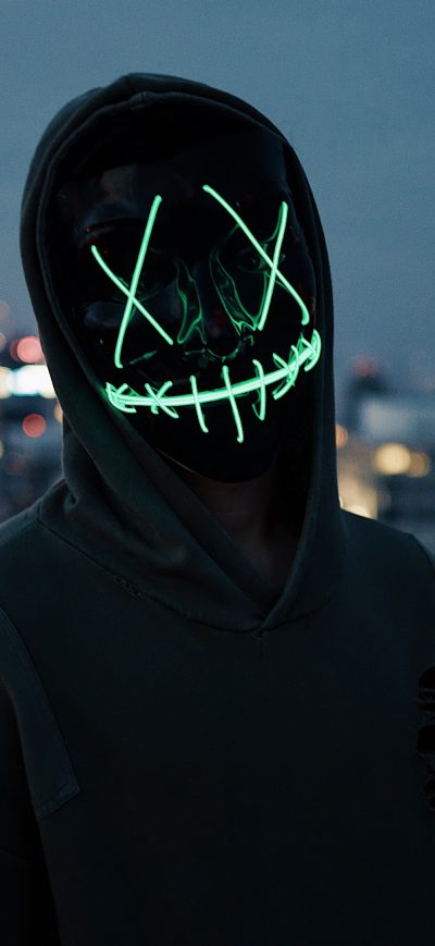 Fond d'écran iPhone Mask Guy Neon 5k