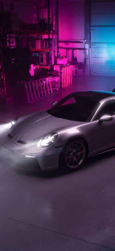 Fond d'écran iPhone Cyberpunk Porsche 992 GT3 2022