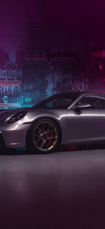 Fond d'écran iPhone Cyberpunk Porsche 992GT3 4k