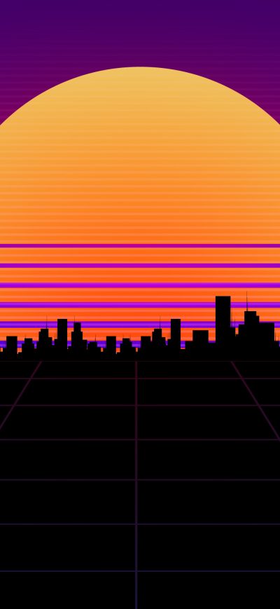 Fond d'écran iPhone Retrowave Big City 4k
