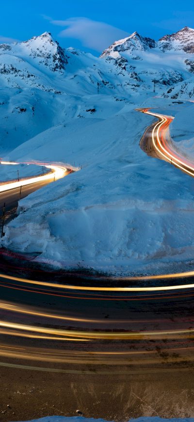 Fond d'écran iPhone Winter Road Long Exposure Snow 4k