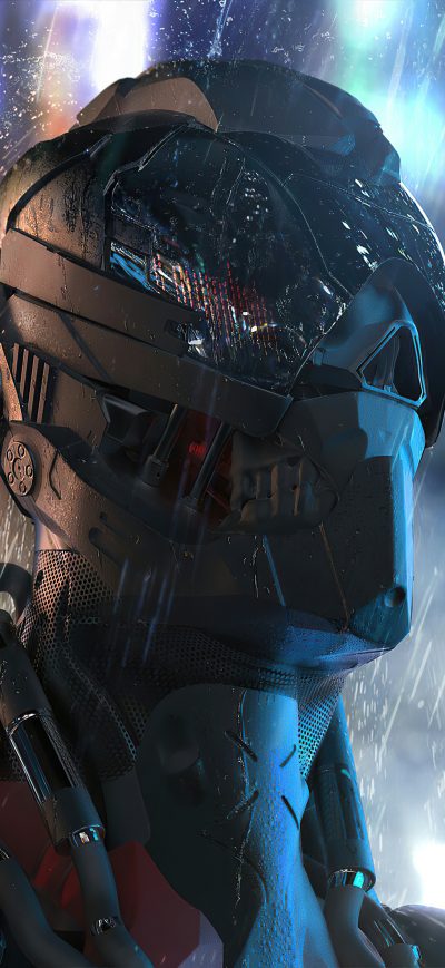 Fond d'écran iPhone Rain Cyborg Robot 4k