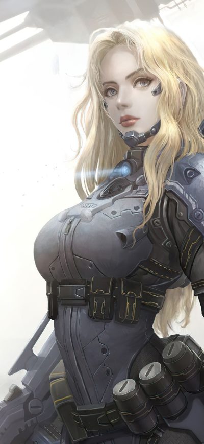 Fond d'écran iPhone Sniper Girl Scifi 4k