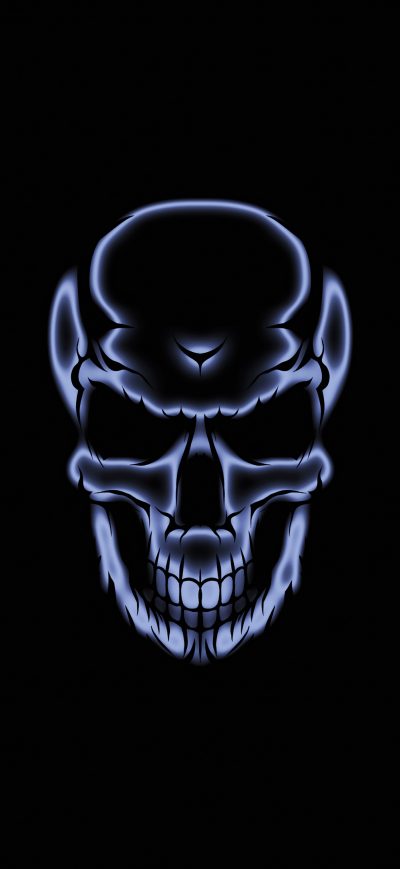 Fond d'écran iPhone Skull White Glow Dark 4k
