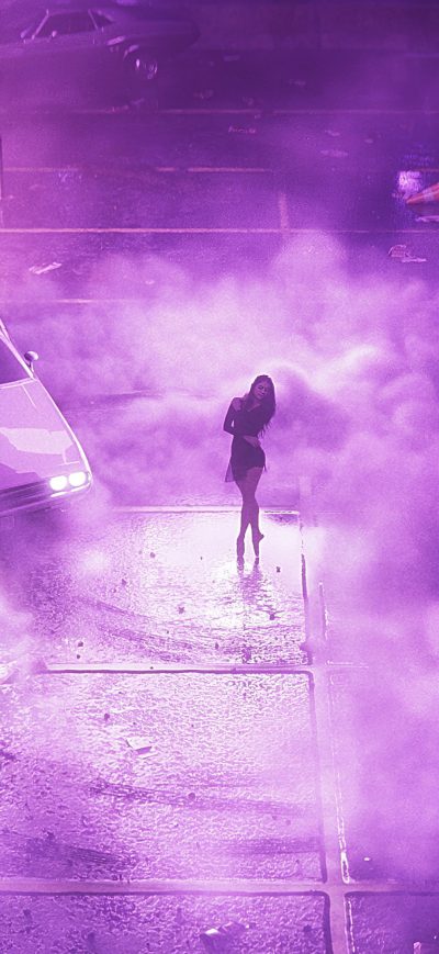 Fond d'écran iPhone Car Drifting Girl Ballerina Synthwave 4k